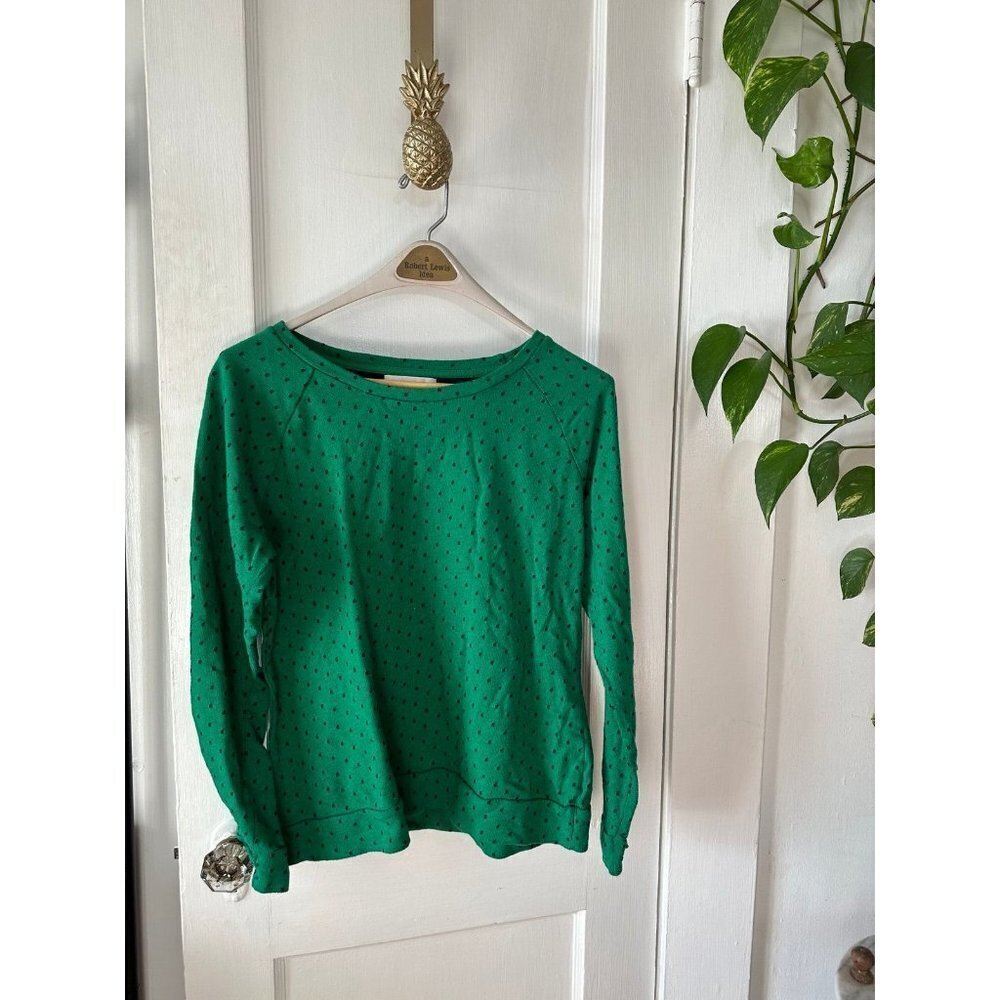 Liz Claiborne Women’s size medium Green & black polka dot blouse